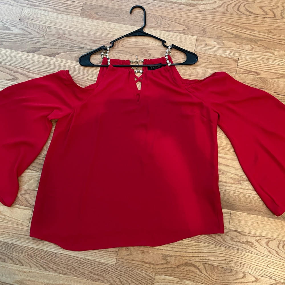 NEW Thalia Sodi Red Dress Blouse Large